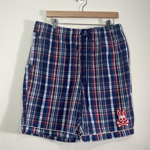 Psycho Bunny Other - Psycho Bunny Mens Blue Red Plaid Sleep Shorts Large NWT
